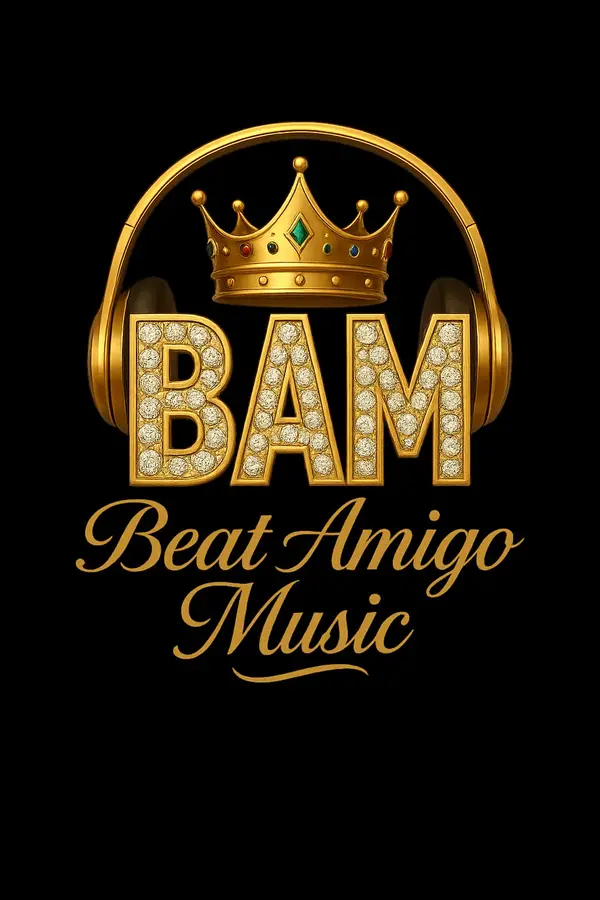 Official Beat Amigo black-and-gold music logos — 1