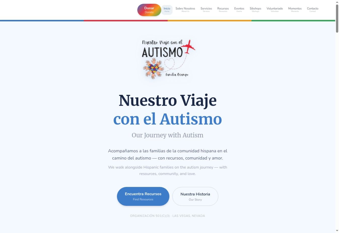Nuestro Viaje con el Autismo live bilingual nonprofit website