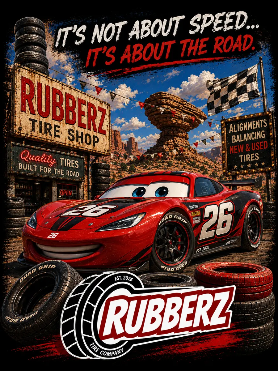 Rubberz Tire Company promotional brand artwork